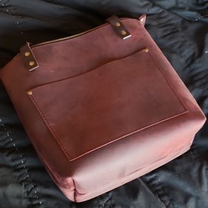 Portland leather goods small zip tote in merlot